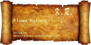 Klemm Roland névjegykártya